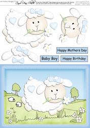 A5 Cute Lamb Quick Card N 3D Decoupage