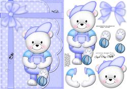 A5 Teddy Ed's Football Quick Card N 3D Decoupage