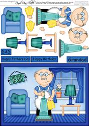 A5 Bert Does the Cleaning Quick Card N 3D Decoupage