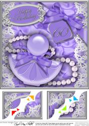 8 x 8 60th Birthday Perfume Lace N Pearls Scalloped Corner