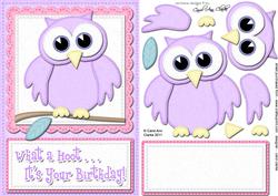 A5 What a Hoot Birthday Felties Quick Card N 3D Decoupage