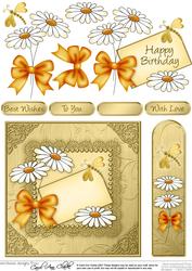 Daisies on Metallic Lace Quick Card with 3D Decoupage