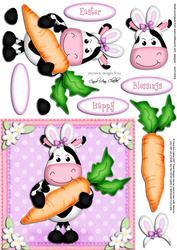 Milly Moo Cow's Bunny Ears Quick Card N 3D Decoupage