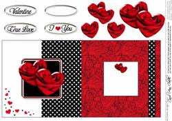 Romantic Roses Fold Back Card with Decoupage