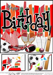 8 x 8 Birthday Sports and Games Scalloped Corner Topper