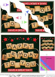 Birthday Word Game Wavy Corner Side Stacker Topper