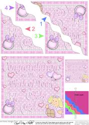 New Baby Girl Congratulations Wavy Corner Side Stacker
