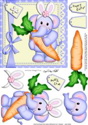 Lola Elephant's Bunny Ears Quick Card N 3D Decoupage