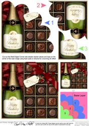 Birthday Champers N Chocs Shell Edged Corner Side Stacker