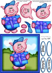 Ziggy Piggy's Present Quick Card N 3D Decoupage