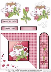 Cup with Roses Quick Card with Decoupage