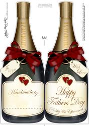 Large Dl Fathers Day Champagne Bottle Shaped Card