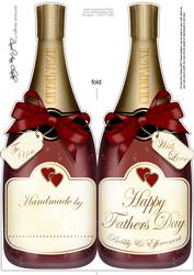 Large Dl Fathers Day Champagne Bottle Shaped Card