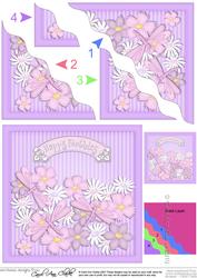 Birthday Dragonflies N Flowers Wavy Corner Side Stacker