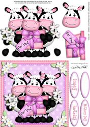 Milly Moo Cow and Friends Quick Card N 3D Decoupage