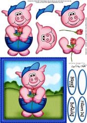Ziggy Piggy's Rose Quick Card N 3D Decoupage