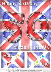 8 x 8 Flying the Flag Uk 50th Birthday Scalloped Topper