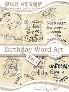 Birthday Digi Stamp Word Kit