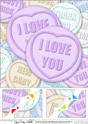 8 x 8 I Love You Sweet Heart Scalloped Corner Topper