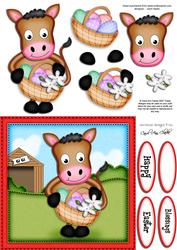 Gi Gi the Horse's Easter Basket Quick Card N 3D Decoupage