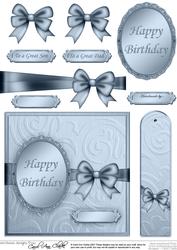 Elegant Metallic Birthday Greeting Quick Card N 3D Decoupage