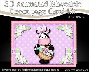 3D Milly Moo Cow's Easter Basket Animated Moveable Decoupage