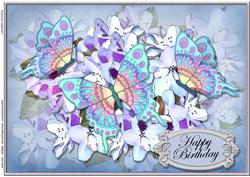 A4 Birthday Flowers N Butterfly Card Topper