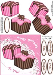 Fondant Fancies Birthday Cakes Quick Card N 3D Decoupage