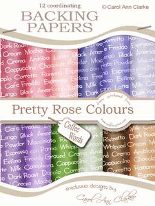 Coffee Words Backing Papers in Pretty Rose Colours