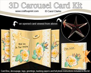 3D Golden Roses Floral Carousel Card Kit