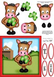 Gi Gi the Horse's Good Luck Clover Quick Card N 3D Decoupage