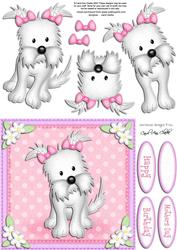 8 x 8 Jess the Westie Quick Card N 3D Decoupage