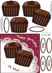 Chocolate Birthday Quick Card N 3D Decoupage