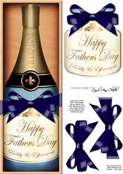 Large Dl Fathers Day Champers in a Box Card N 3D Decoupage