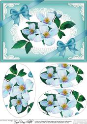 A5 Clematis Spray on Lace Oval Pyramage Topper