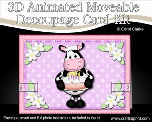 3D Milly Moo Cow's Birthday Cake Animated Moveable Decoupage
