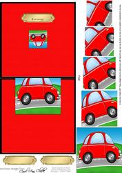 Funky Car - No-Hole Easy Over the Edge Card & Spiral Pyramid Topper