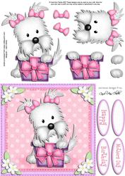 Jess the Westie's Present Quick Card N 3D Decoupage