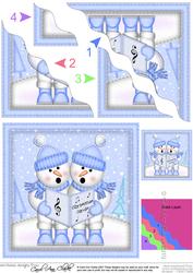 Xmas Singing Snowmen Wavy Corner Side Stacker