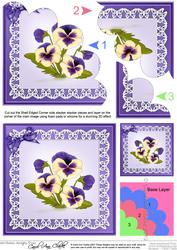 Pansy on Butterfly Lace Shell Edged Corner Side Stacker