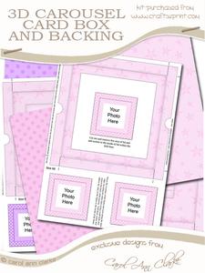 3D Baby Girl Carousel Coordinating Card Box Kit