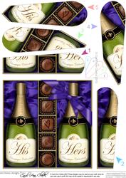 His N Hers Champers N Chocs Fan Pyramage Topper