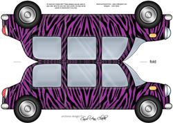 Large Dl Zebra Stripe Stretch Limo Shaped Card