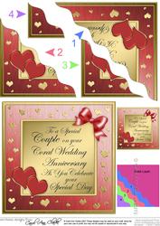 Coral Wedding Anniversary Wavy Corner Side Stacker