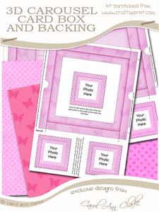 3D Pink Butterflies N Flowers Carousel Coordinating Card Box