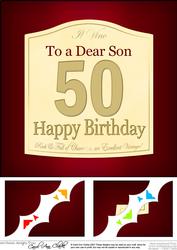 8 x 8 50th Birthday Son Wine Label Scalloped Topper