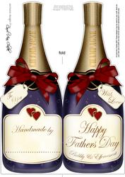 Large Dl Fathers Day Champagne Bottle Shaped Card