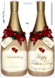 Large Dl Fathers Day Champagne Bottle Shaped Card