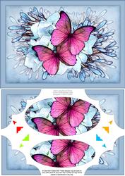 A5 Butterflies N Flowers Scallop Corners and Pyramage
