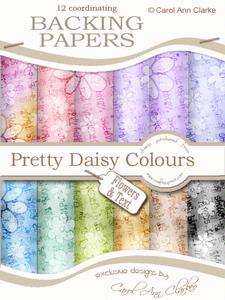 Flowers & Text Backing Papers in Pretty Daisy Colours